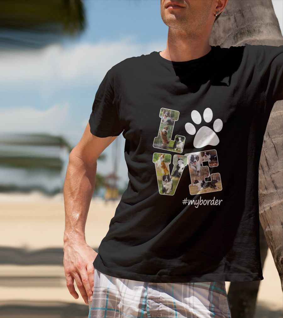 LOVE Paw Print Border Collie #myborder T-Shirt