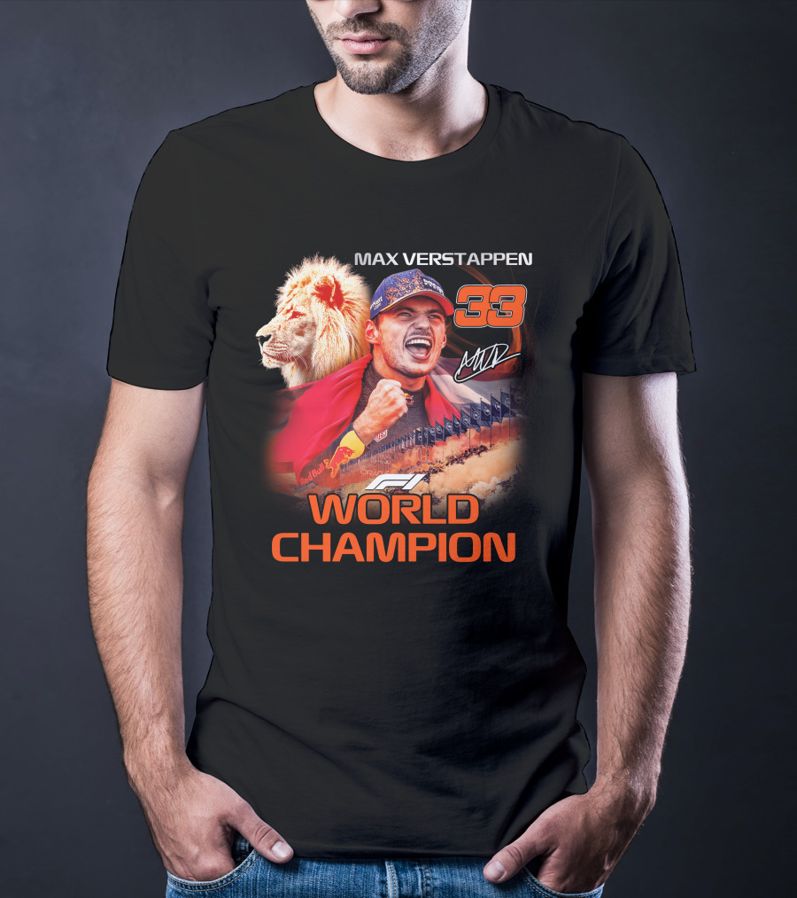 Max Verstappen 33 World Champion Felice Mav Lion F1 T-Shirt