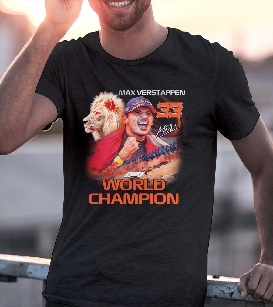 Max Verstappen 33 World Champion Felice Mav Lion F1 T-Shirt