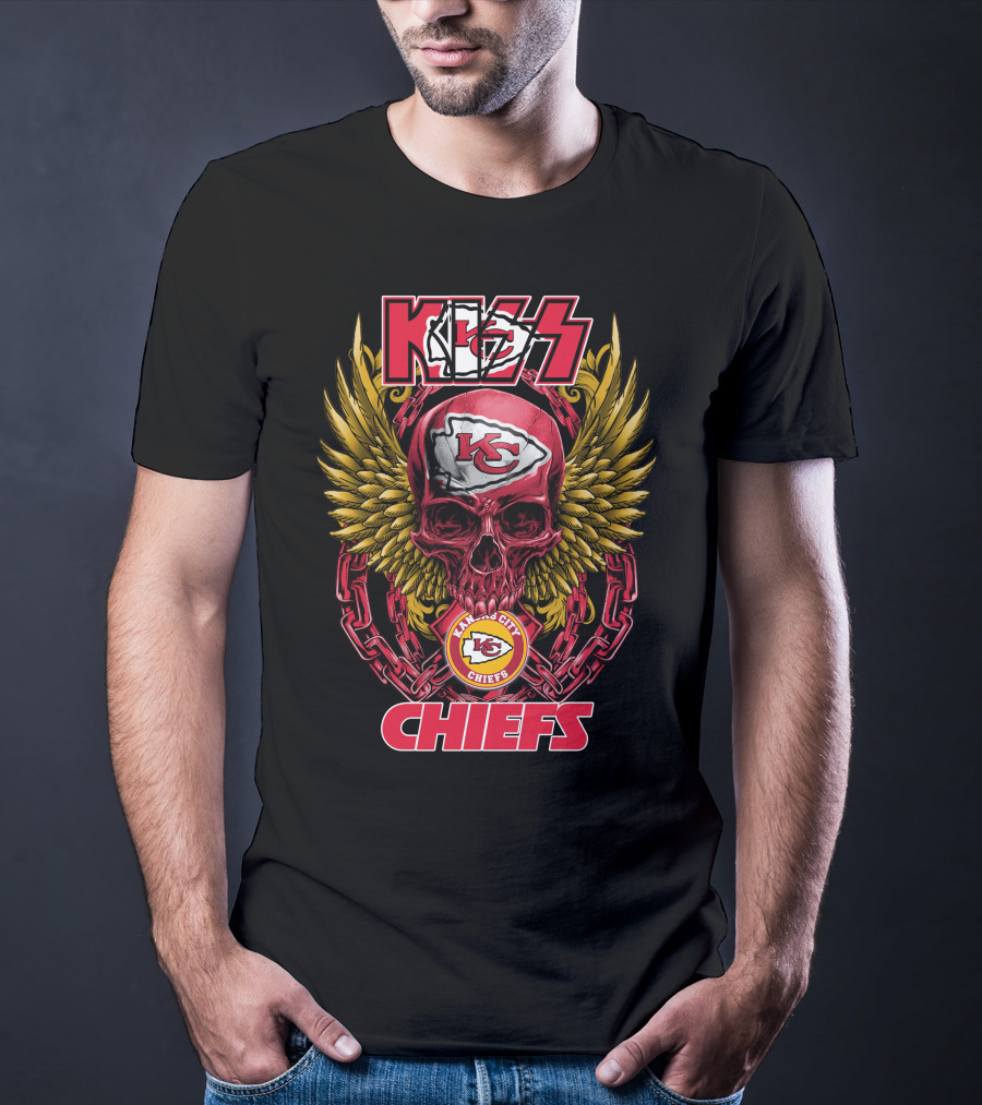 KISS Kansas City Chiefs Winged Skull And Chains T-Shirt