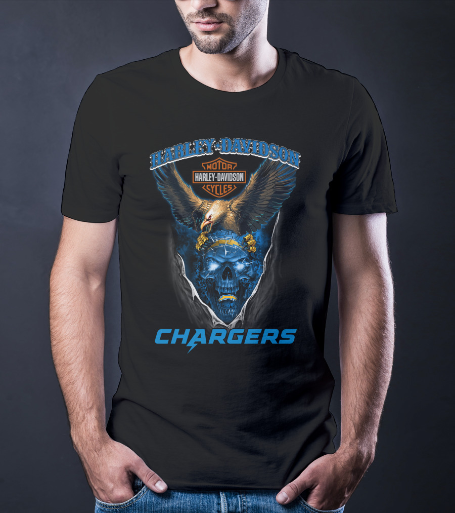 Harley Davidson Motorcycles Chargers Hd29Nfl Los Angeles T-Shirt
