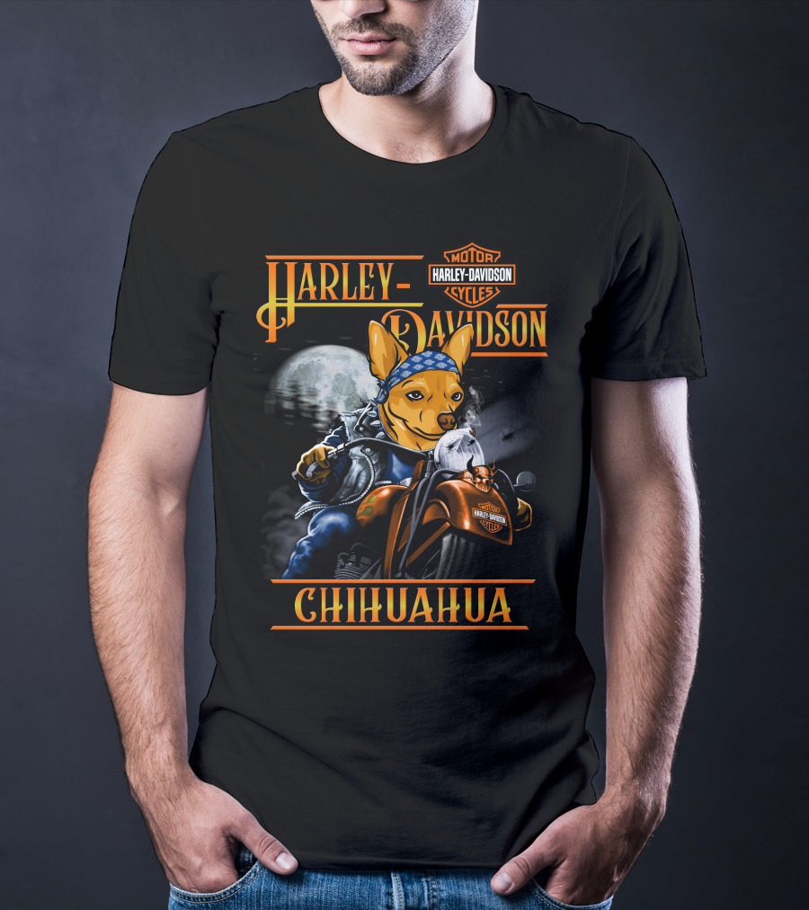 Harley Davidson Chihuahua Motorcycles Moon Rider T-Shirt