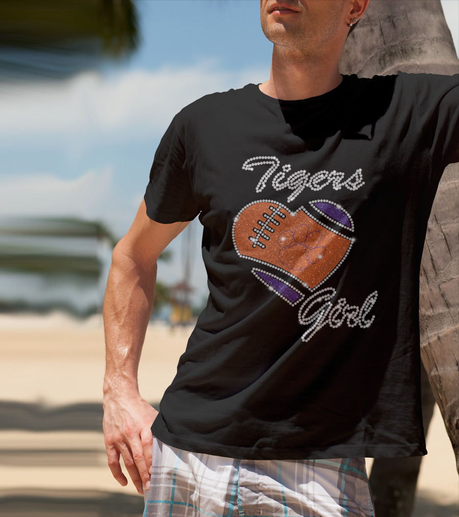 Tigers Girl Heart Football Clemson Tigers T-Shirt