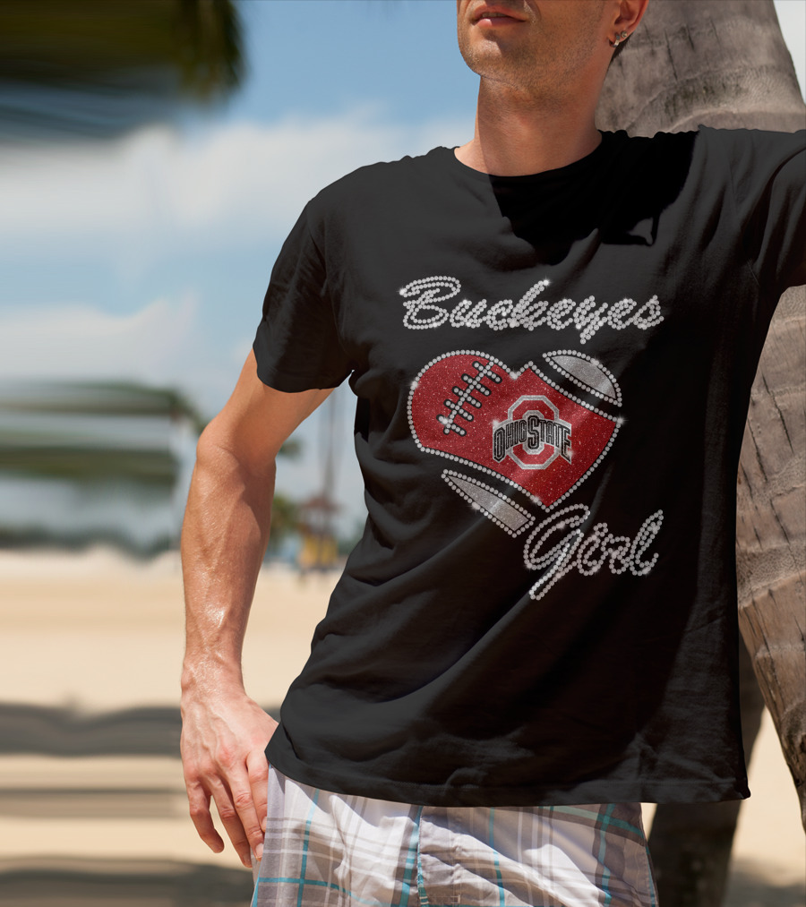 Buckeyes Girl Ohio State Heart Football T-Shirt