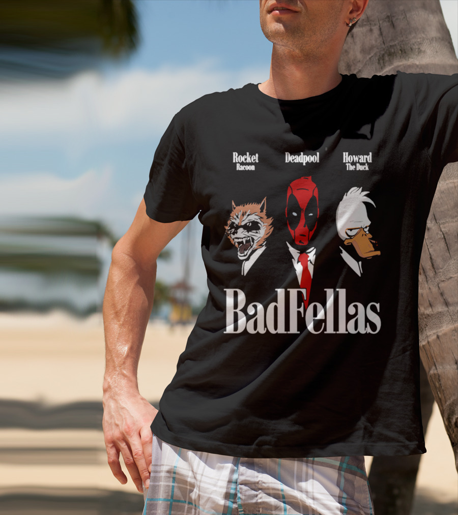 Badfellas Rocket Raccoon Deadpool Howard The Duck T-Shirt