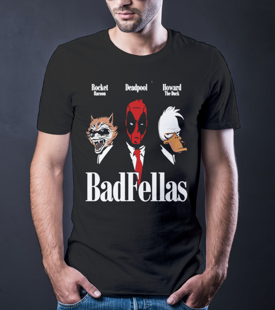 Badfellas Rocket Raccoon Deadpool Howard The Duck T-Shirt