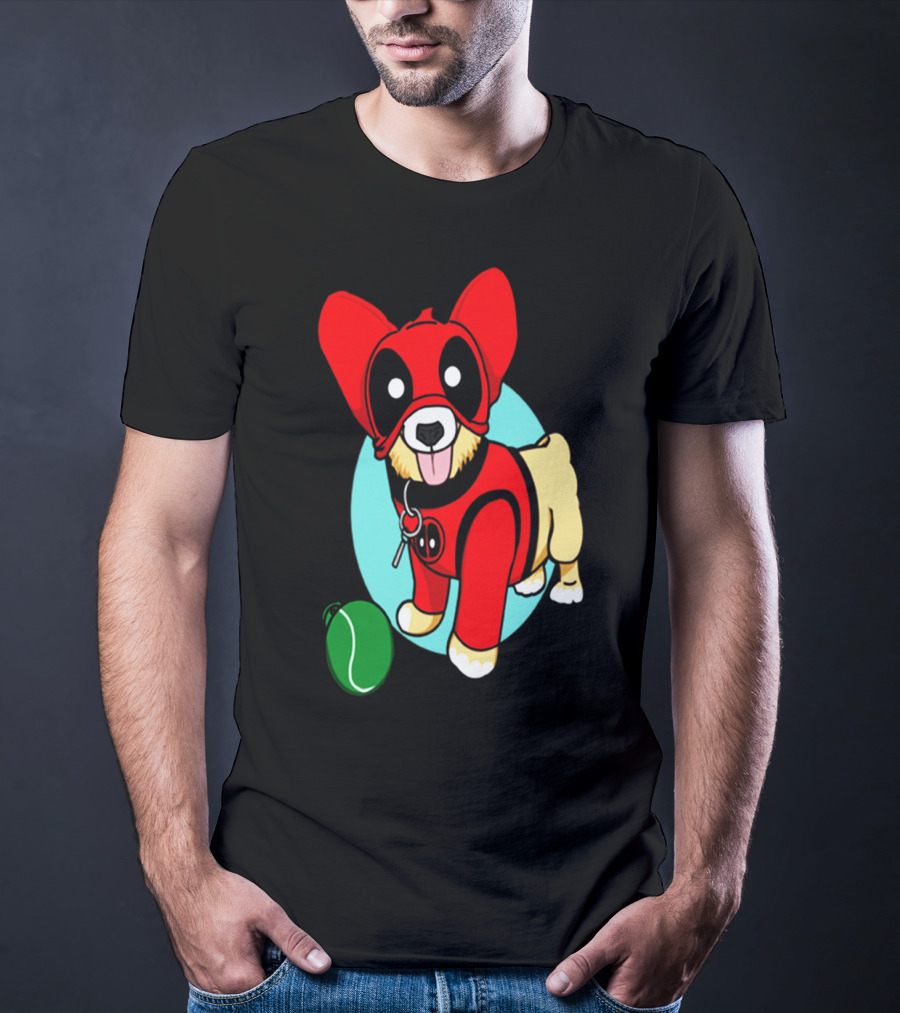Corgi In Deadpool Costume With Tennis Ball T-Shirt