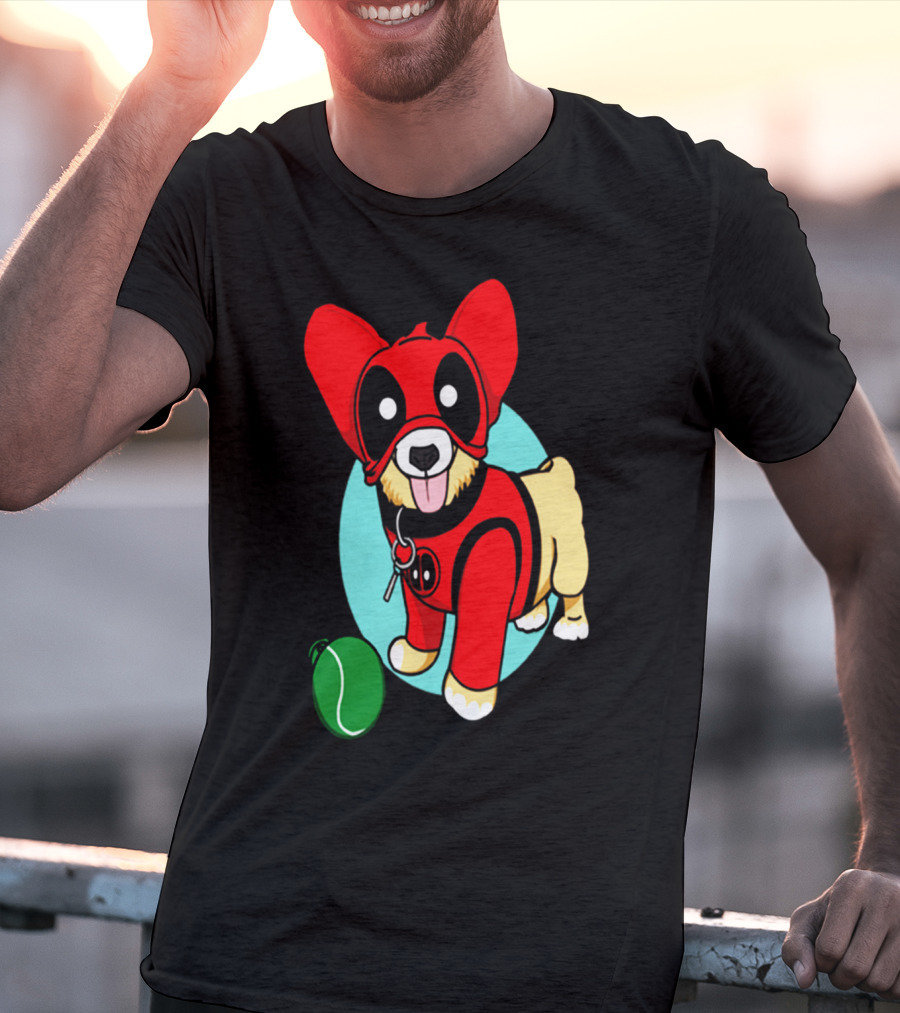 Corgi In Deadpool Costume With Tennis Ball T-Shirt