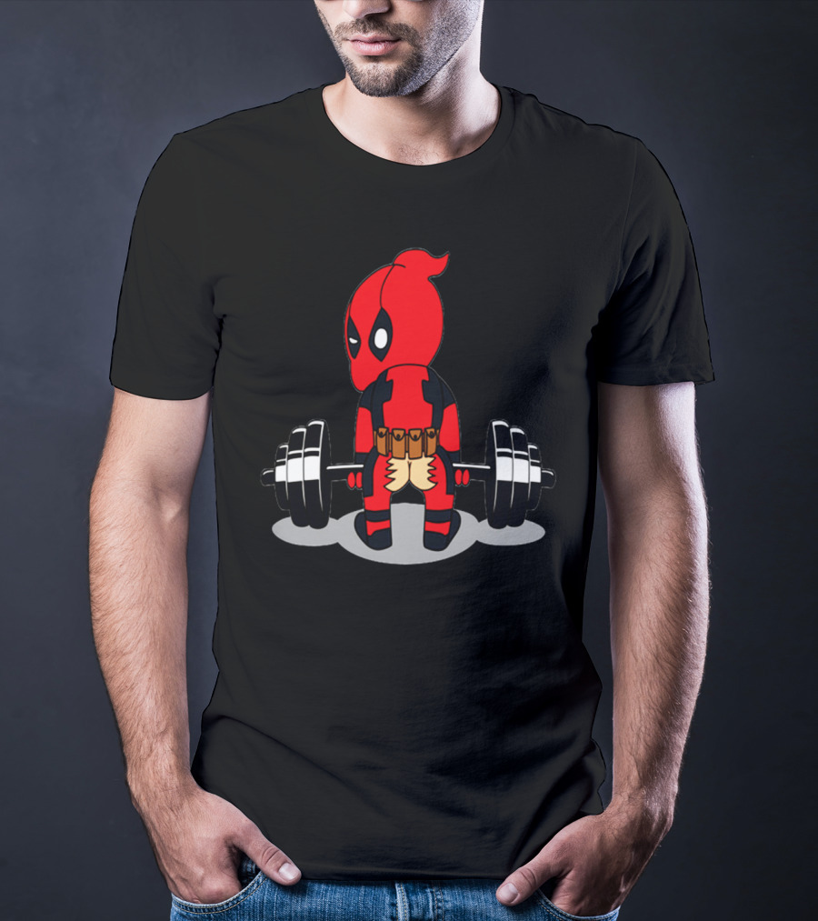 Deadpool Gym Weightlifting Humor Cartoon T-Shirt