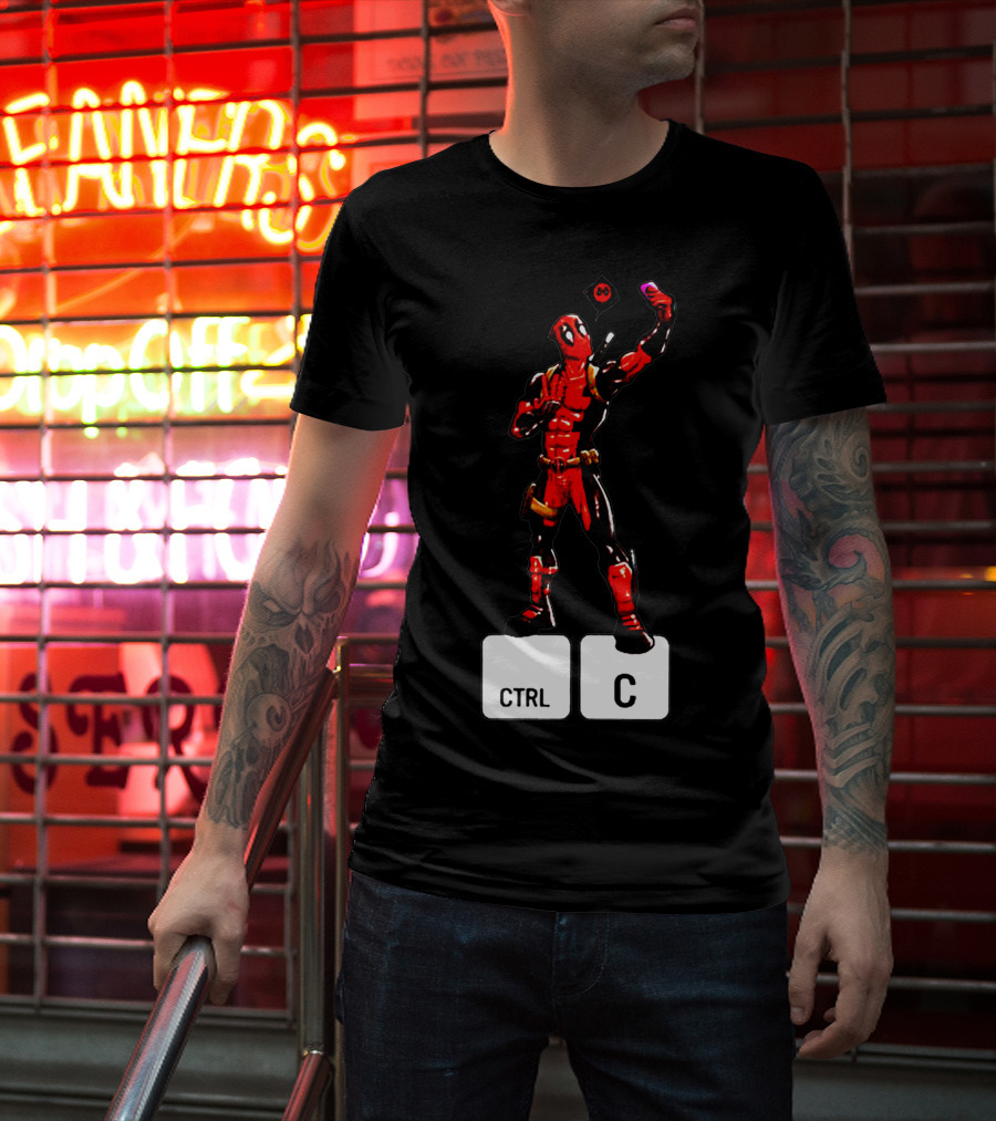 DEADPOOL CTRL C Keyboard Parody Selfie Gaming T-Shirt
