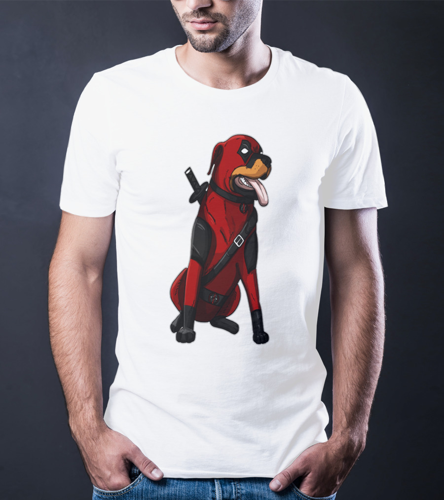 Deadpool Rottweiler Comic Style Crossover Superhero Dog T-Shirt