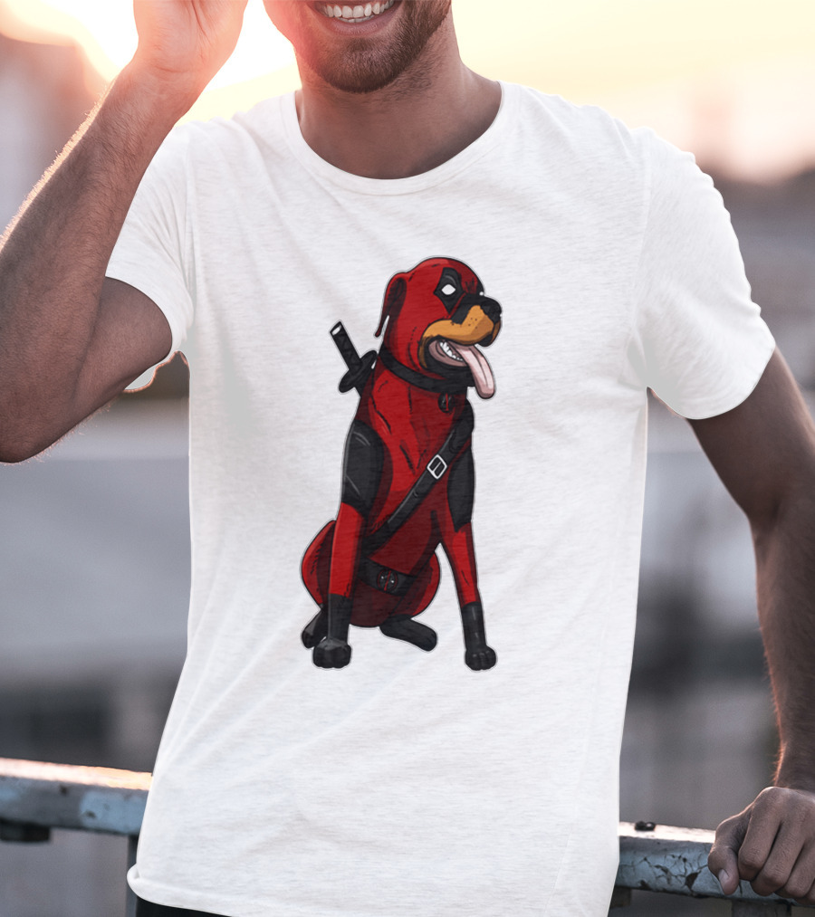 Deadpool Rottweiler Comic Style Crossover Superhero Dog T-Shirt