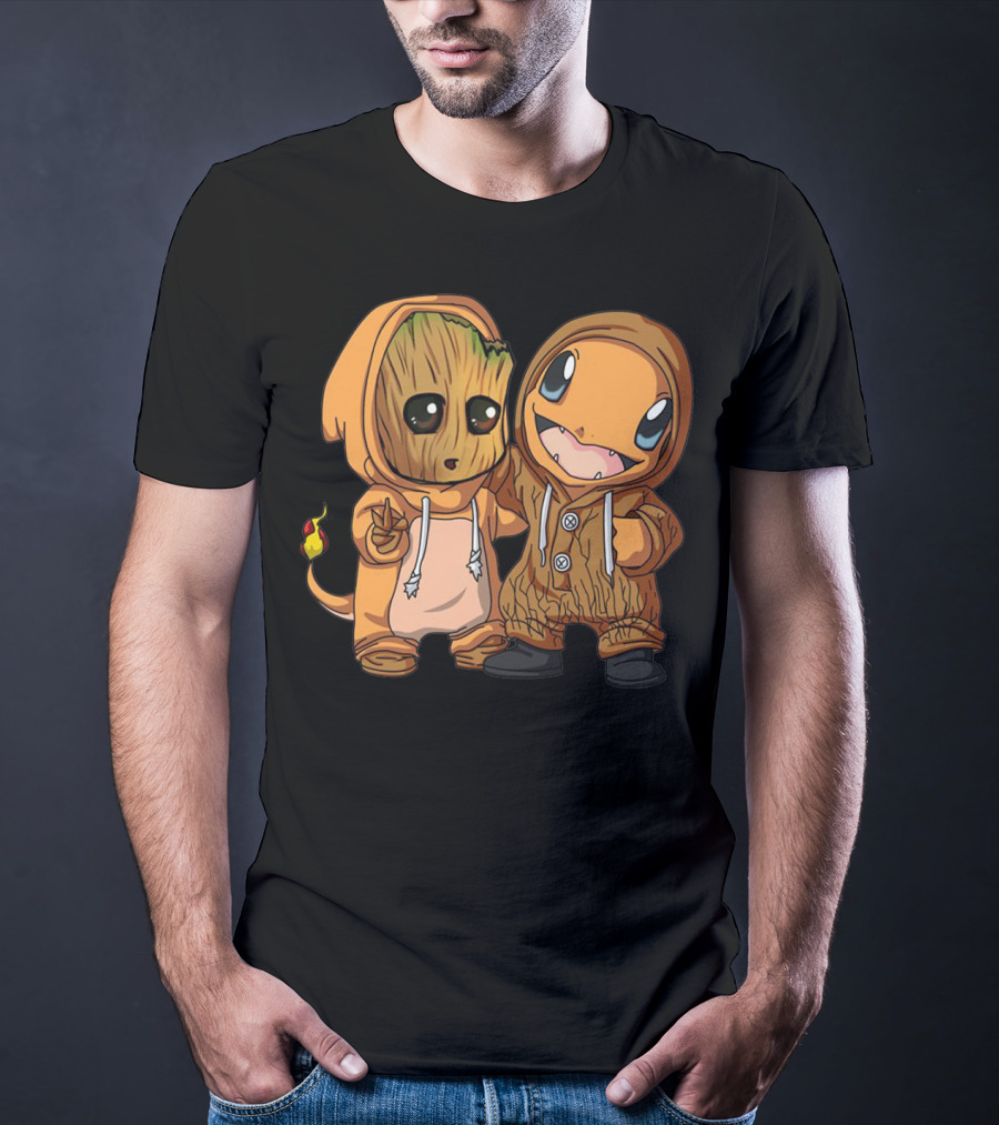 Groot And Charmander Crossover Hoodie Mashup T-Shirt