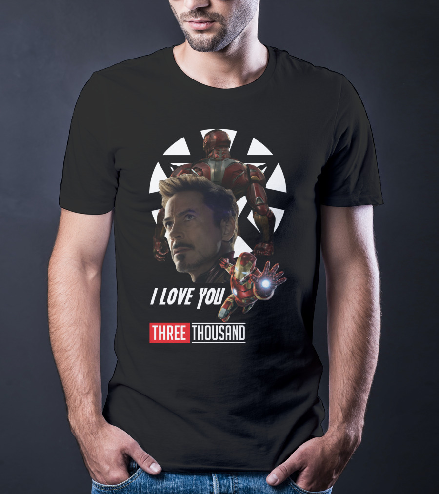 Avengers Iron Man I Love You Three Thousand Times Triangular Background T-Shirt