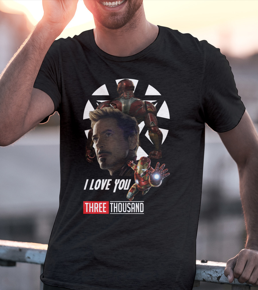 Avengers Iron Man I Love You Three Thousand Times Triangular Background T-Shirt