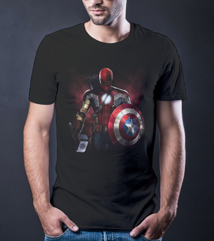 Captain America Deadpool Iron Man Spiderman Thor Hawkeye Avengers Crossover T-Shirt