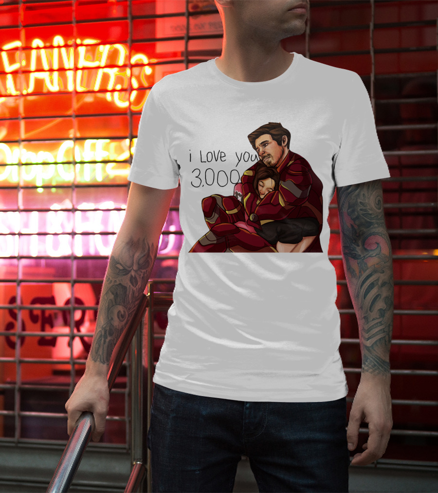Avengers Iron Man Morgan Stark I Love You 3000 Dad Hug Marvel Reference T-Shirt