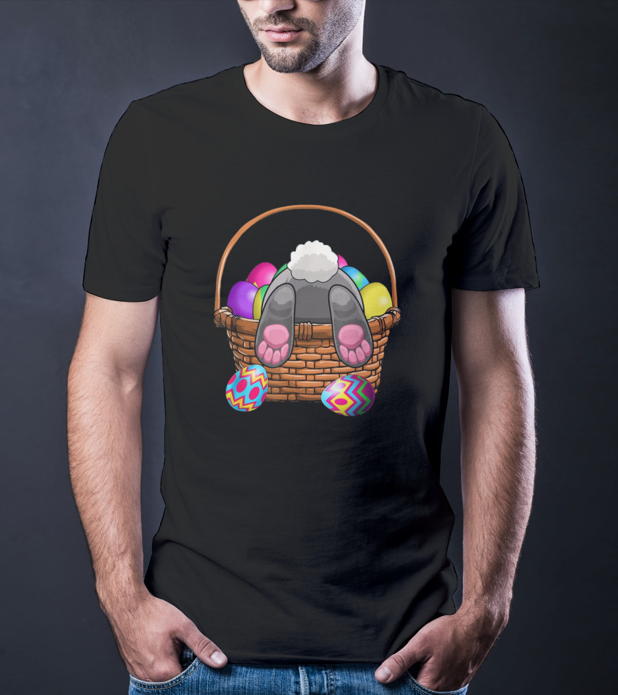 Easter Bunny Feet In Basket With Colorful Eggs T-Shirt