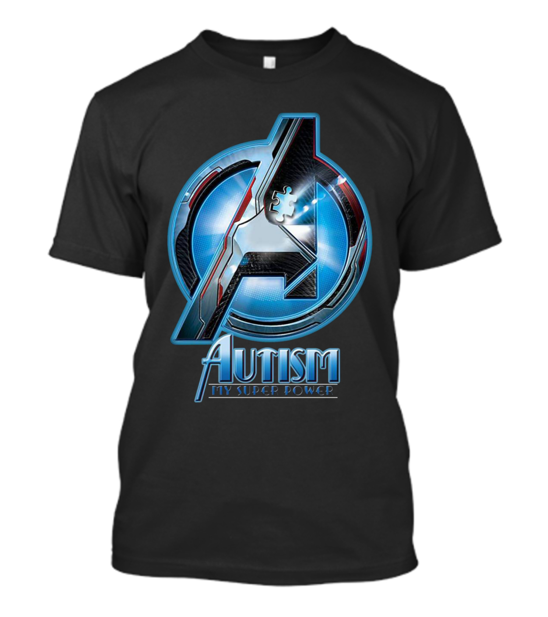 Autism My Super Power Avengers-Inspired Puzzle Piece T-Shirt