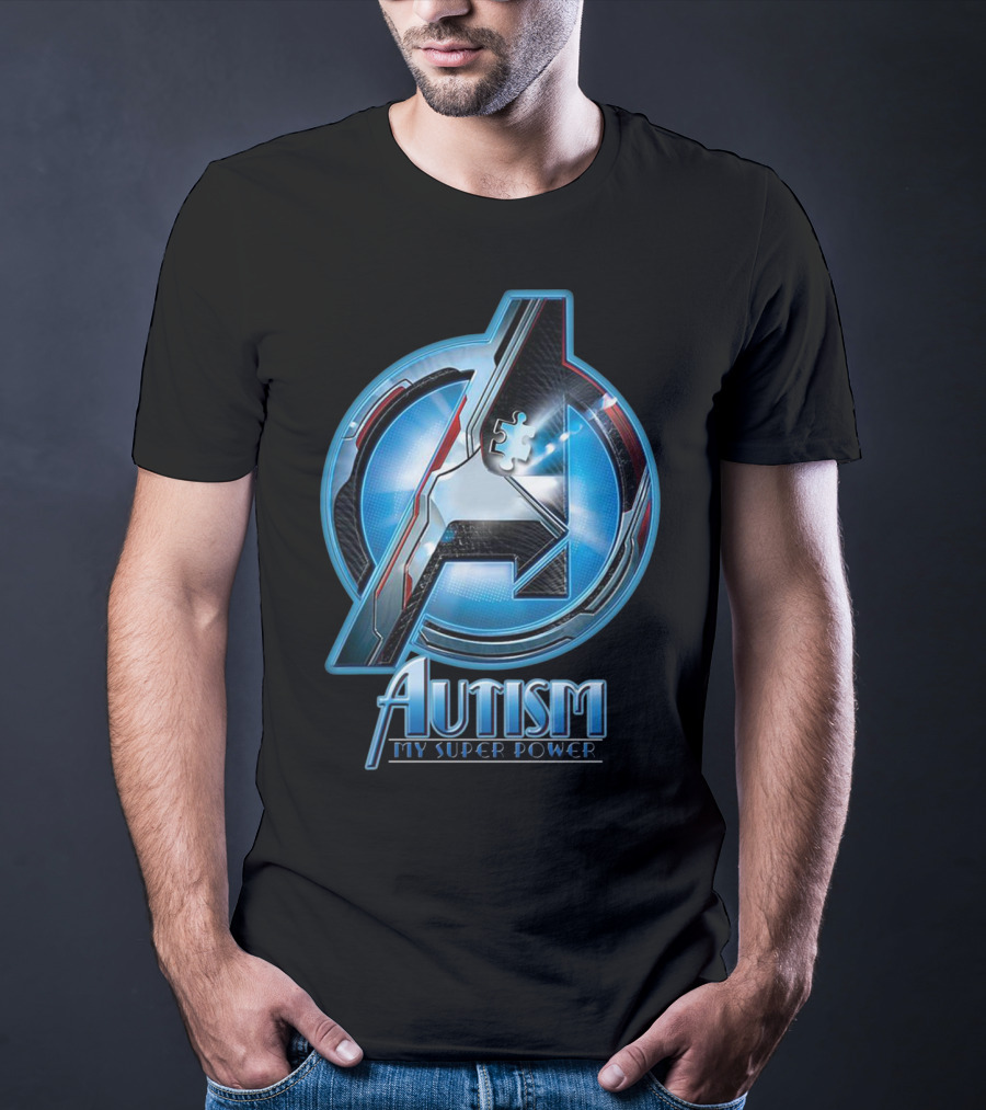 Autism My Super Power Avengers-Inspired Puzzle Piece T-Shirt