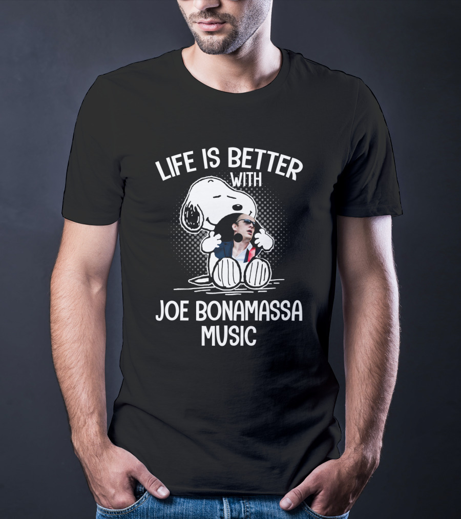 Life Is Better With Snoopy Embracing Joe Bonamassa Music T-Shirt