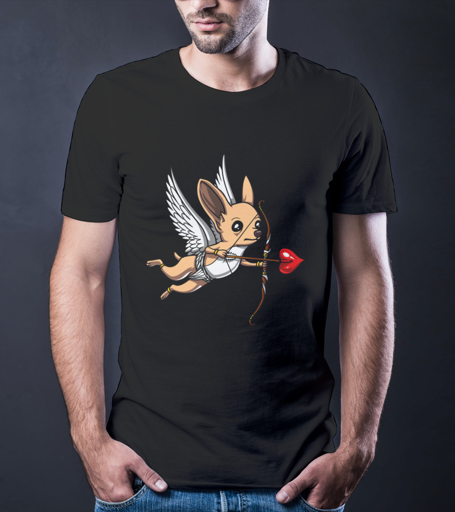Chihuahua Cupid With Bow And Heart Arrow Wings T-Shirt