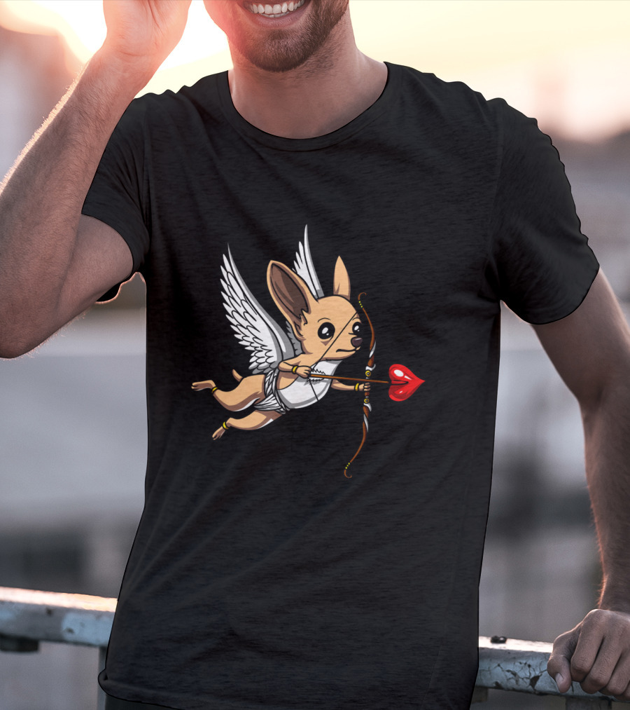 Chihuahua Cupid With Bow And Heart Arrow Wings T-Shirt