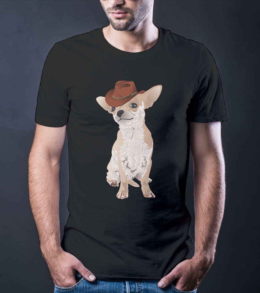 Chihuahua Cowboy With Brown Hat T-Shirt