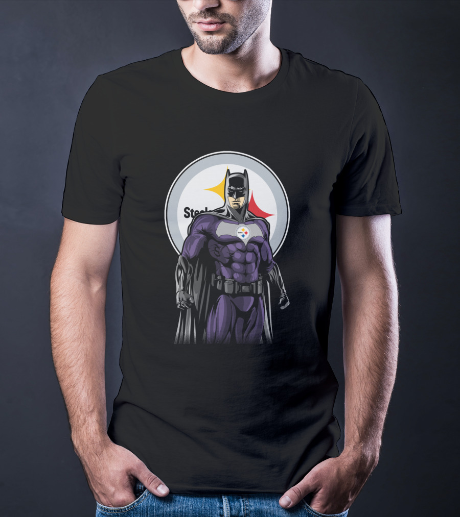 Steelers Superhero Emblem With Iconic Batman T-Shirt