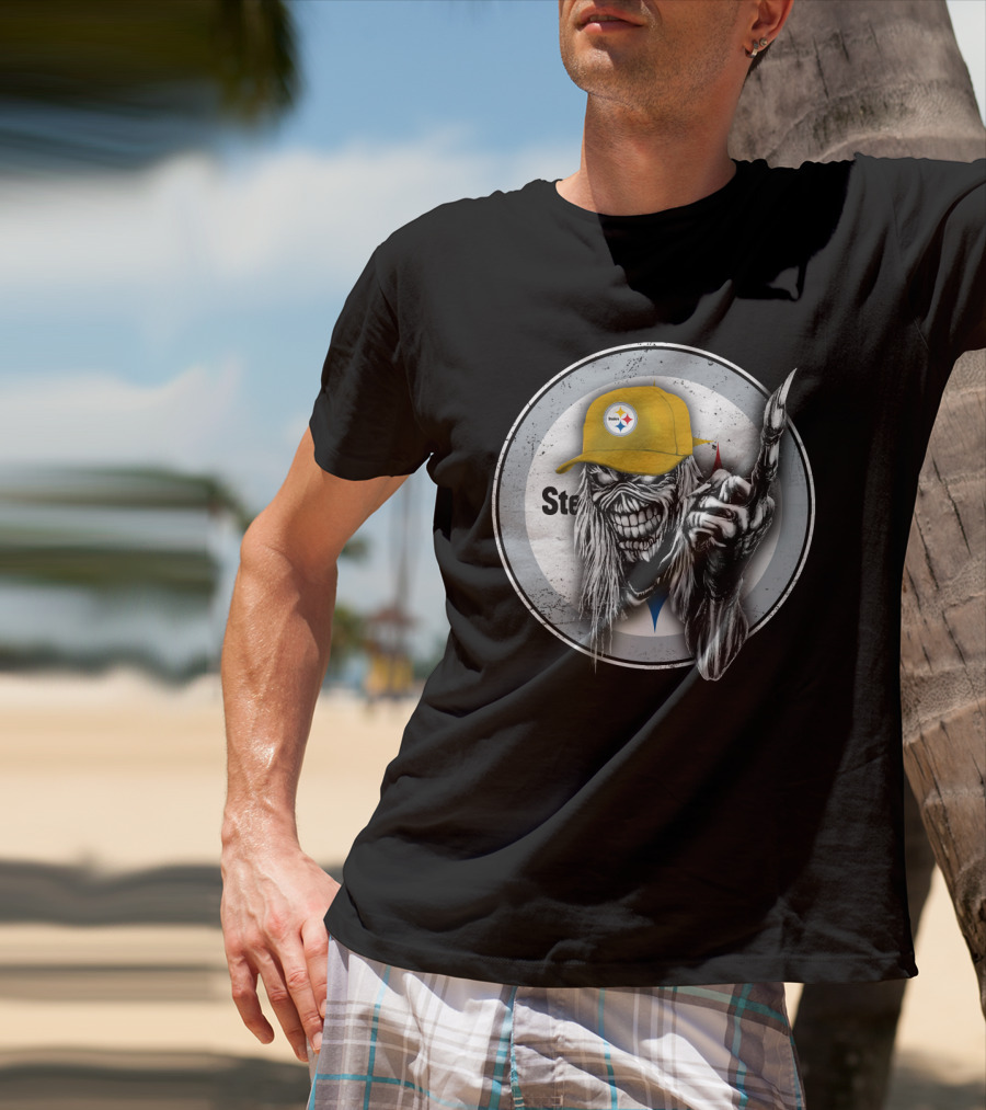 Pittsburgh Steelers Logo Grim Reaper Skeleton T-Shirt