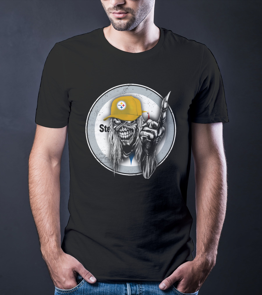 Pittsburgh Steelers Logo Grim Reaper Skeleton T-Shirt