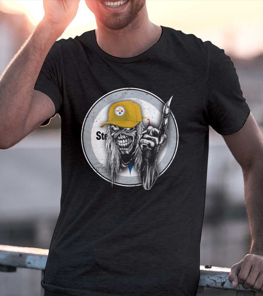 Pittsburgh Steelers Logo Grim Reaper Skeleton T-Shirt