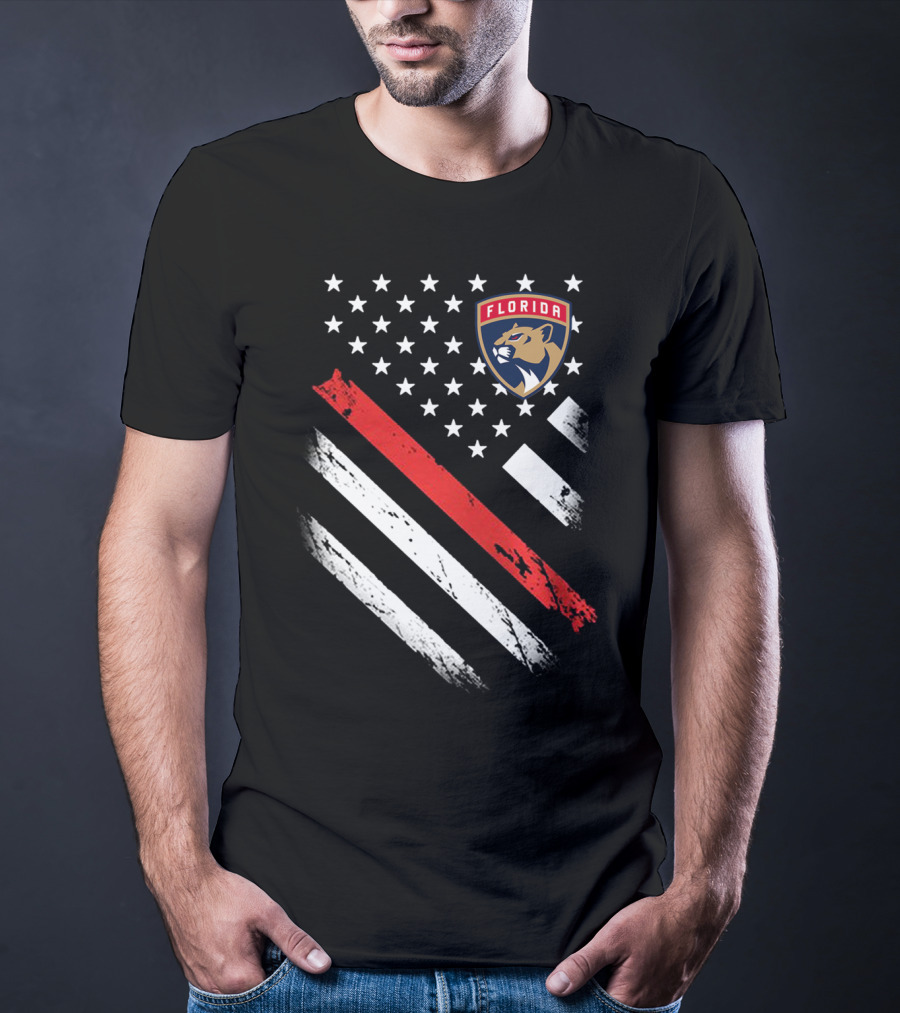 Florida Panthers American Flag Style Red Stripe T-Shirt
