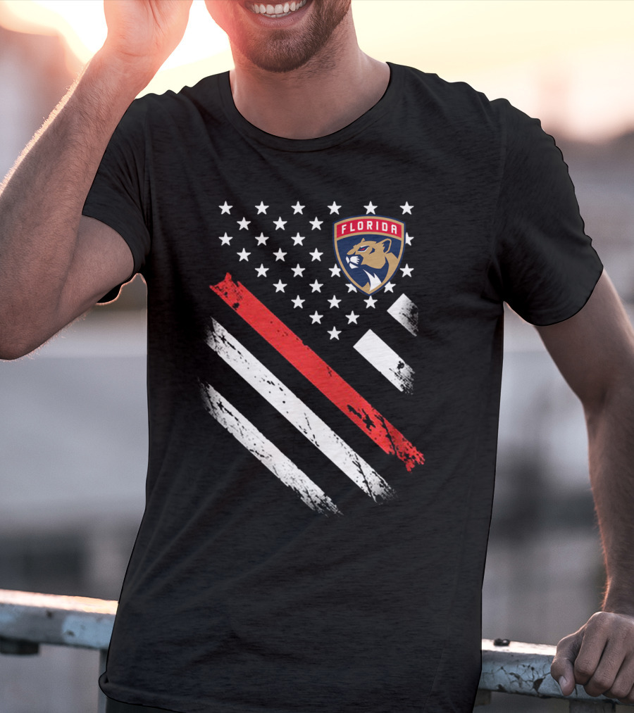 Florida Panthers American Flag Style Red Stripe T-Shirt