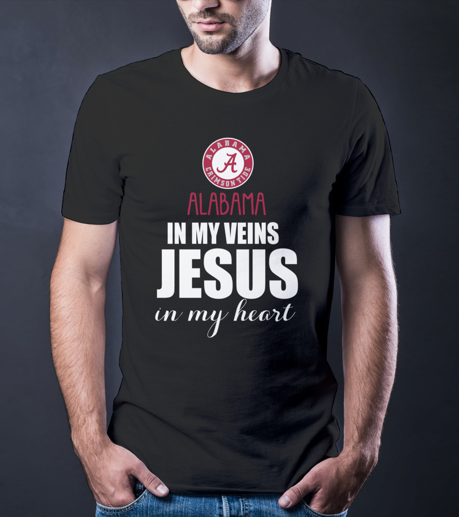 Alabama Crimson Tide In My Veins Jesus In My Heart T-Shirt