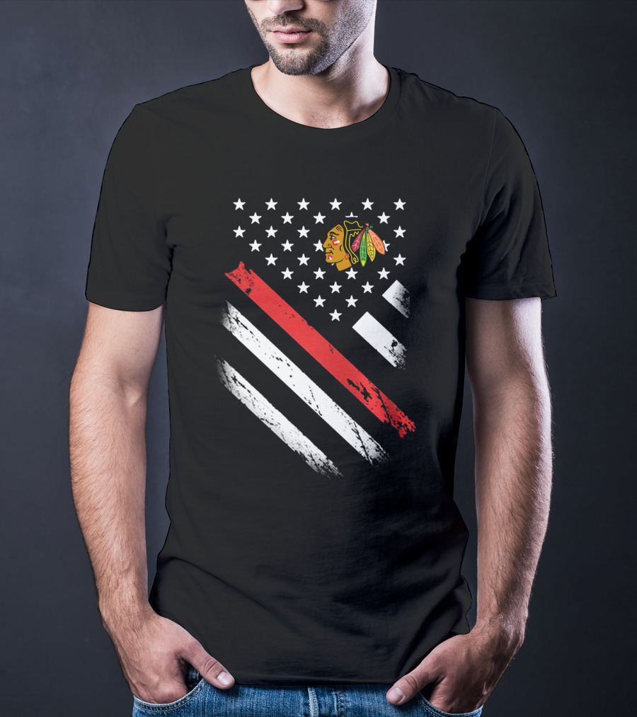 Chicago Blackhawks American Flag Stars And Stripes T-Shirt