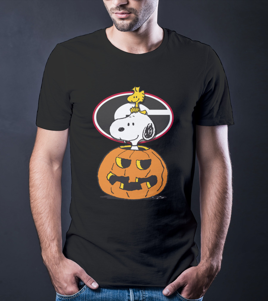 Georgia Bulldogs Football Halloween Snoopy And Woodstock T-Shirt