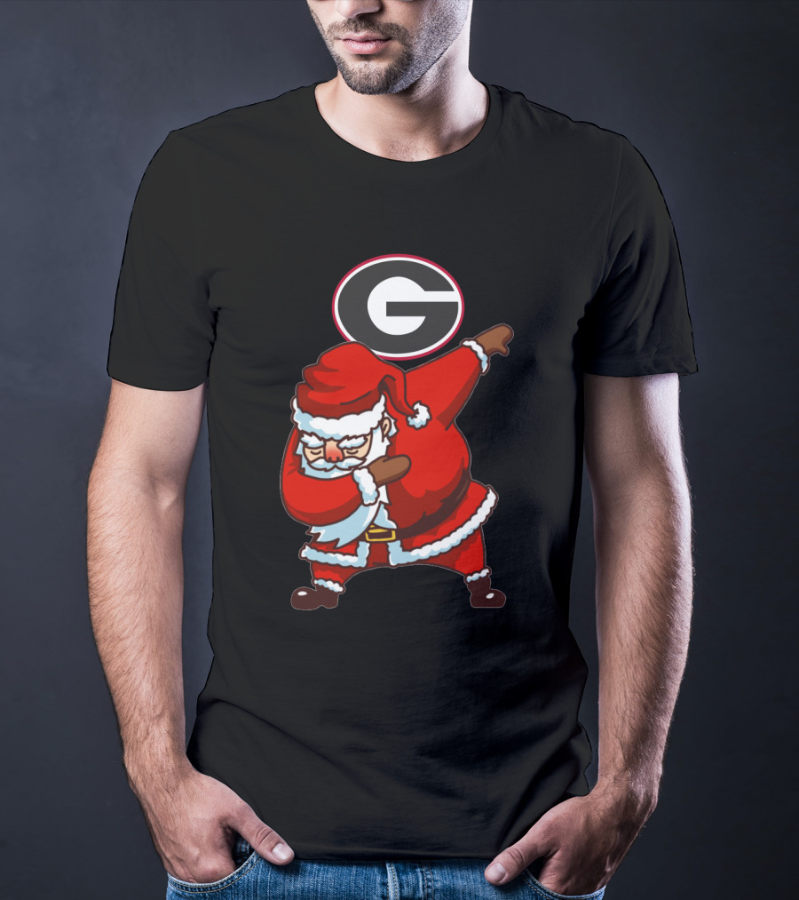 Georgia Bulldogs Santa Dab Logo Christmas Football T-Shirt