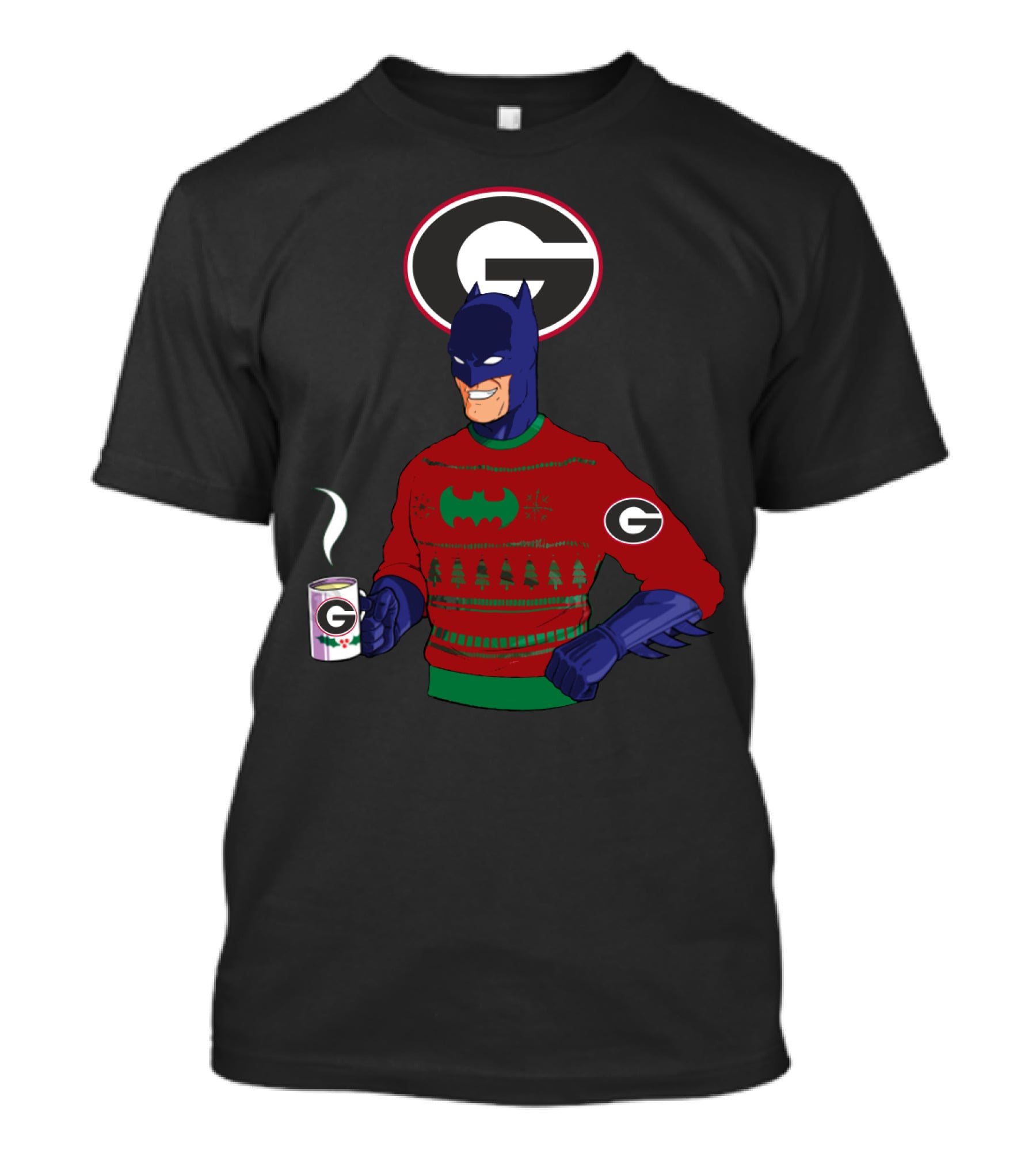 Georgia Bulldogs Batman Christmas Sweater With Logo And Coffee Mug T-Shirt