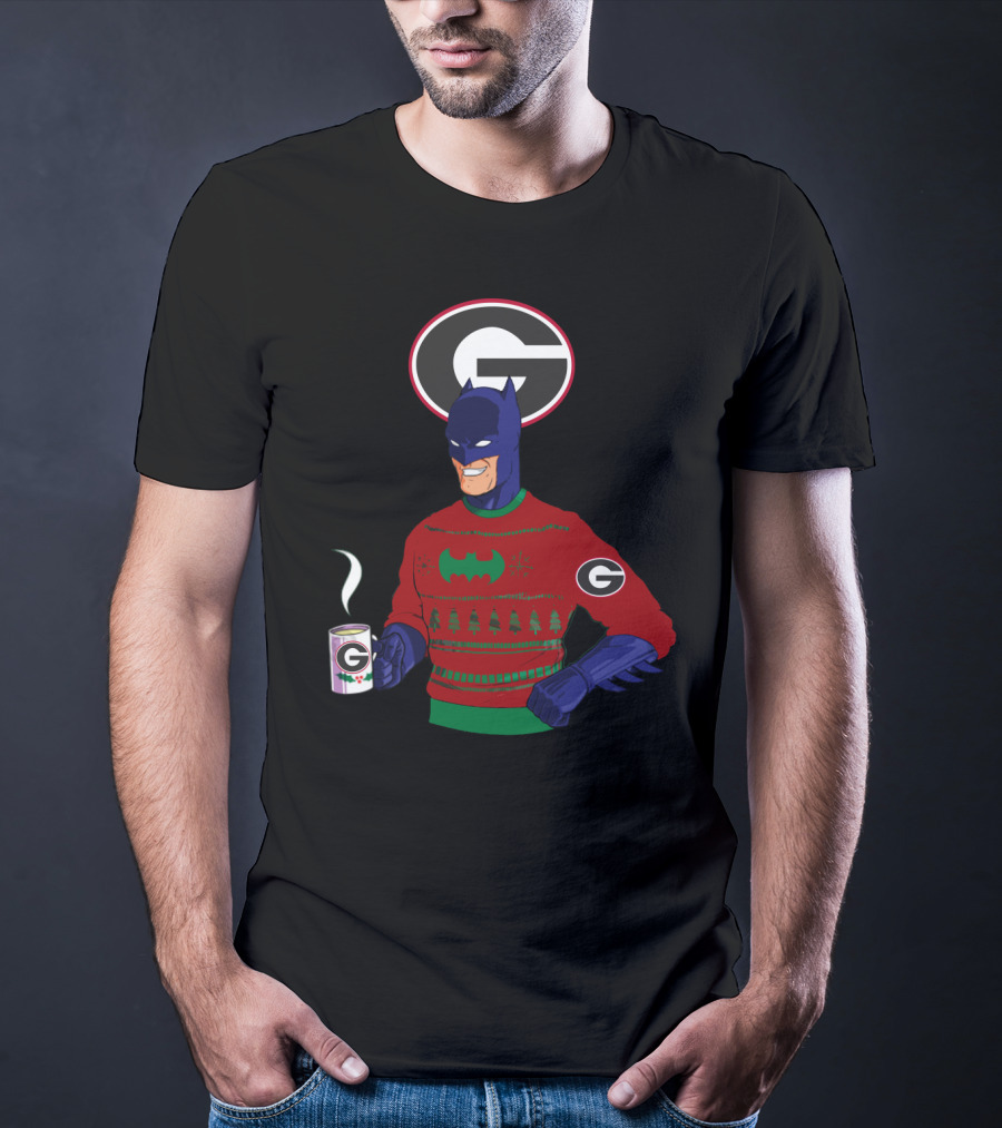 Georgia Bulldogs Batman Christmas Sweater With Logo And Coffee Mug T-Shirt