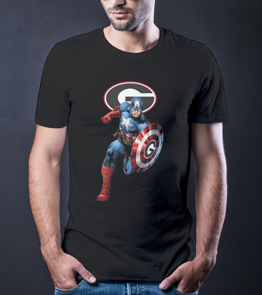 Georgia Bulldogs Football Superhero Shield T-Shirt