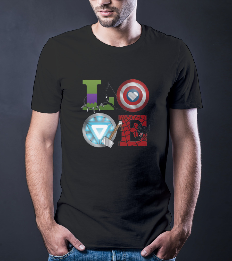 Avengers Love Hulk Captain America Iron Man Thor Spider-Man T-Shirt