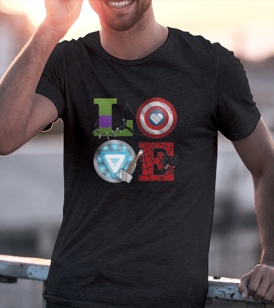 Avengers Love Hulk Captain America Iron Man Thor Spider-Man T-Shirt