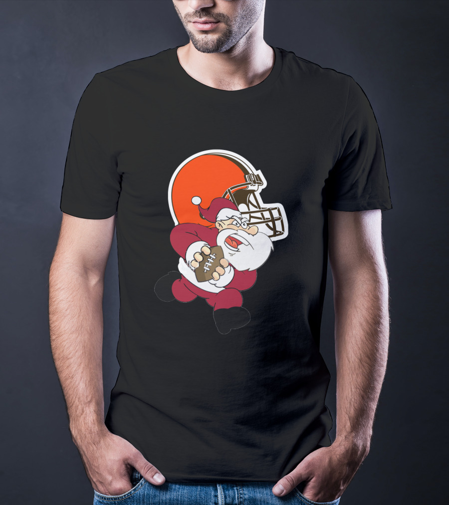 Cleveland Browns Santa Football Helmet T-Shirt