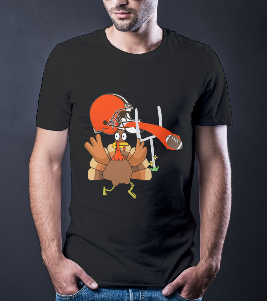 Cleveland Browns Turkey Thanksgiving Football Helmet T-Shirt