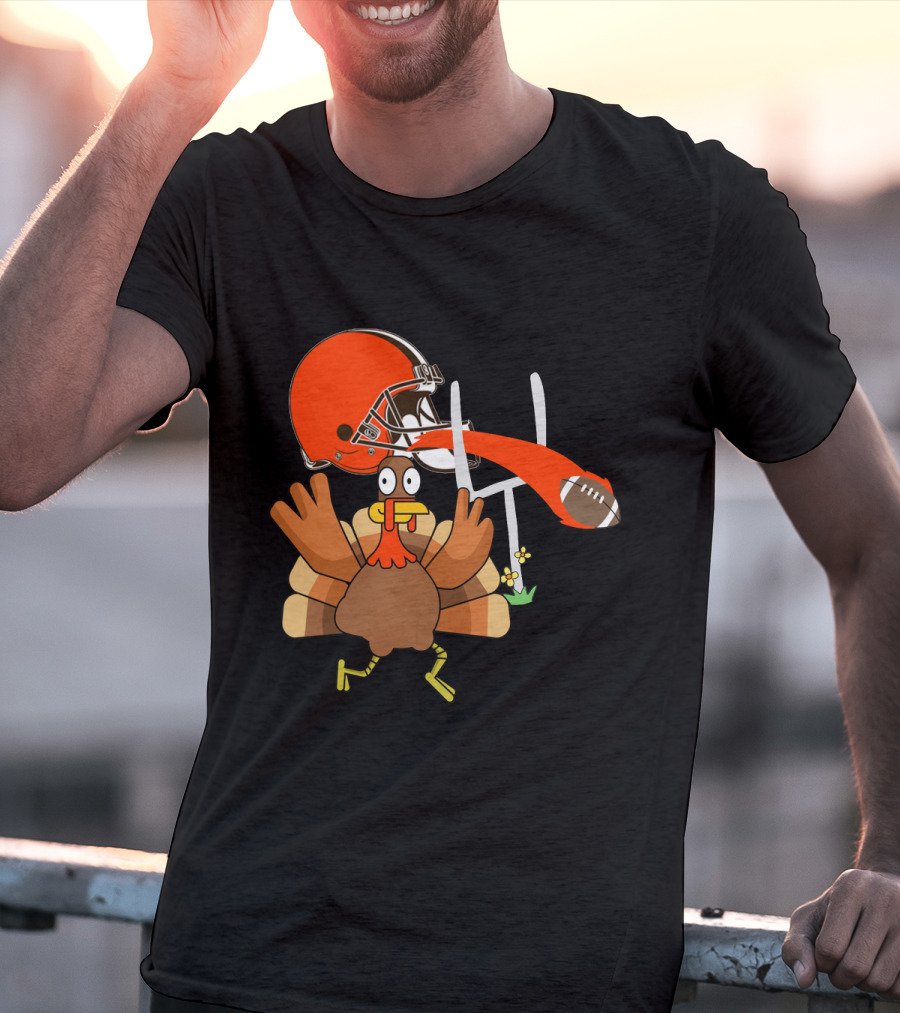 Cleveland Browns Turkey Thanksgiving Football Helmet T-Shirt