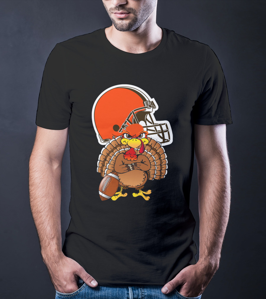 Cleveland Browns Angry Thanksgiving Turkey Football Helmet T-Shirt