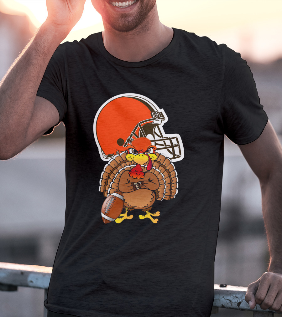 Cleveland Browns Angry Thanksgiving Turkey Football Helmet T-Shirt