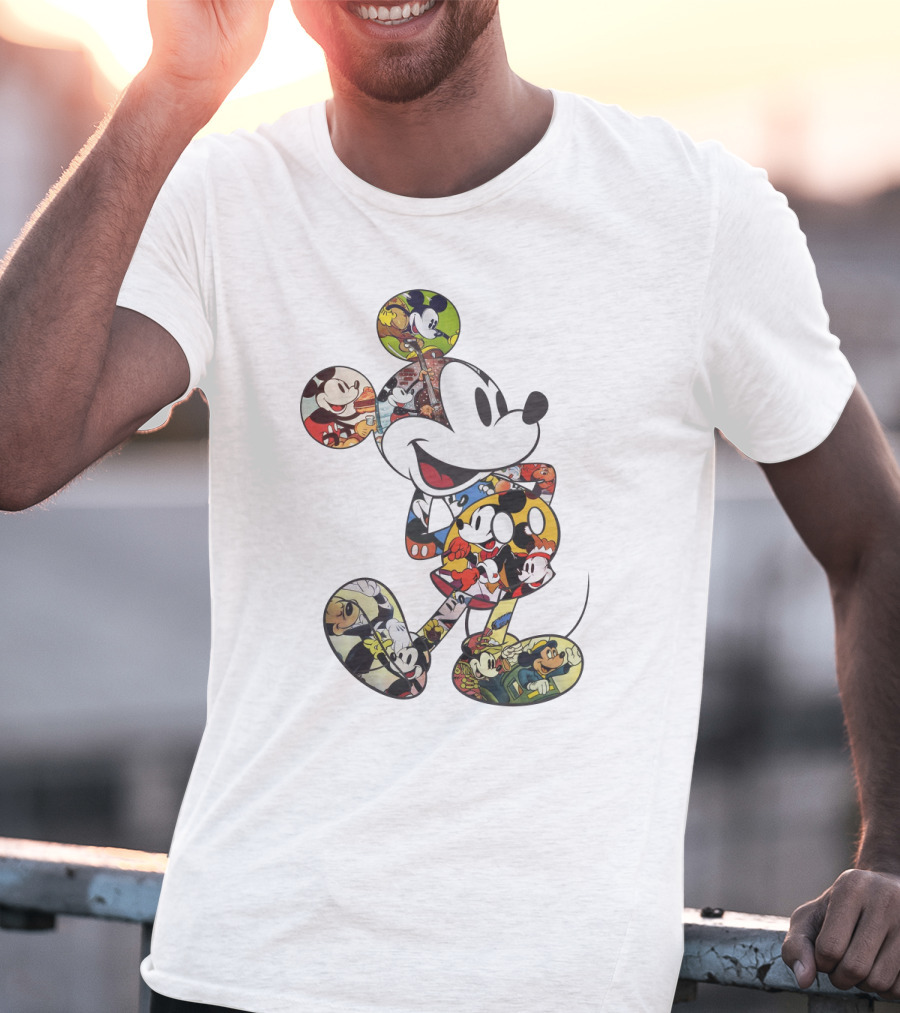 Disney Mickey Mouse Collage Vintage Comic Style T-Shirt