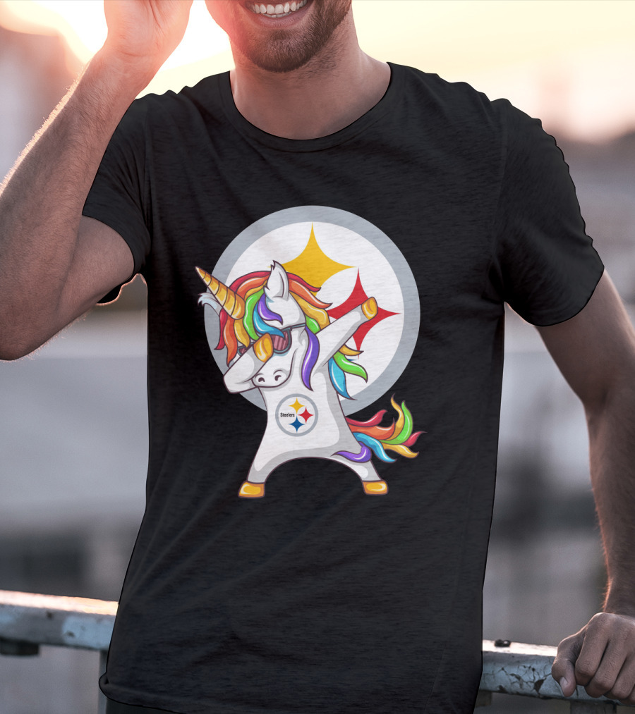 Steelers Rainbow Unicorn Dab With Pittsburgh Steelers T-Shirt
